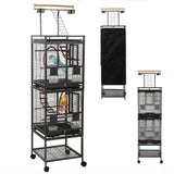 68" Double Bird Cage,Stackable Divided Parakeet Cage, Parrot Cages for Medium Birds with Bird cage Cover,Birdcage Seed Catcher,for Cockatiels Canaries Lovebirds Finches Budgies Small Parrots