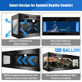 120 Gallon PVC Reptile Terrarium - Extra Large Reptile Tank with Intelligent Thermostat, Front Opening Bearded Dragon Tank Enclosure 47"x24"x24" with Carpet Mat and Sliding Door Handle for Snake Gecko