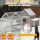 PetsCosset 83" L Large Chicken Coop and Run, Hen House with 4 Nesting Box Boxes, Rabbit Hutch Poultry Bunny Cage for 2-5 Chickens with 4 Perches, Removable Tray and Ramp