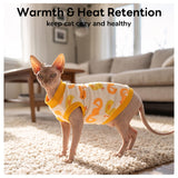 PUMYPOREITY Sphynx Cat Clothes: Stretchy Sweater, Soft Hairless Shirt, Pullover Pajamas, Turtleneck for Sphynx Cornish Rex, Devon Rex - Yellow, M