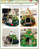 DIY Christmas Tree Cat Beds for Indoor Cats, Christmas Cat House, Felt Christmas Cat Nest, for Pet, Christmas Tree Decoration for Cat, 20 x 24 Inches