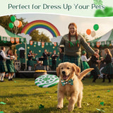 Sanwuta 60 Pcs St. Patrick's Day Dog Collar Bow Ties Bulk Shamrock Pet Bow Tie Pet Accessories Detachable Collar Charms for Small Medium Large Dogs Cat Grooming Supplies Costume