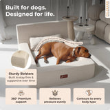 Pelsbarn Real Orthopedic Dog Bed, High-Density Memory Foam with Waterproof Fitted Sheets - Machine Washable, Large, Beige