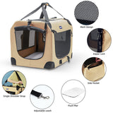Petprsco Portable Collapsible Dog Crate, Travel Dog Crate 24x17x17 with Soft Warm Blanket and Foldable Bowl for Large Cats & Small Dogs Indoor and Outdoor
