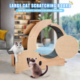 Cat Exercise Wheel Indoor, Cat Sports Running Wheel with Scratching Board Wood Cat Treadmill for Cats Daily Exercise-Natural Wood