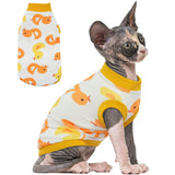 PUMYPOREITY Sphynx Cat Clothes: Stretchy Sweater, Soft Hairless Shirt, Pullover Pajamas, Turtleneck for Sphynx Cornish Rex, Devon Rex - Yellow, M
