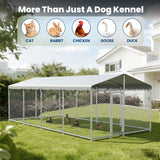 20x10 FT Extra Large & Heavy Duty Dog Kennel Run - Outdoor Metal Enclosure with Lockable Door and Waterproof Cover for Big Dogs