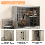 GAOMON Litter Box Enclosure With Platform, Double Layer Hidden Furniture, Modern Villa Cabinet With Ladder, Cat Washroom Indoor, Grey