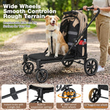 Dog Stroller for Medium Dogs 88lbs with Ramp for Easy Access Foldable Khaki