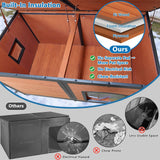 FunXplore 6-Side Insulated Outdoor Dog House, Heavy Duty XXL Dog Kennel with Chew-Proof Iron Frame & Openable Roof, Weatherproof Wood Shelter for Extra Large Dogs