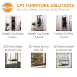 K&H Pet Products EZ Mount Kitty Face Cat Window Perch Bed, Sturdy Cat Window Hammock with Strong Suction Cups, Washable Sleeping Pad, Fits 30" W X 15" H Glass Spaces - Gray Kitty Face Design