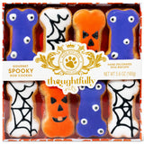 Thoughtfully Pets, Halloween Dog Cookies Gift Set, Crunchy Peanut Butter Dog Treats, Includes Hand Decorated, Spooky Themed Dog Biscuits, Set of 8