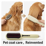 2-in-1 Electric Pet Grooming Brush with Coconut Oil Conditioner Spray, Professional Hair Styling Tool for Medium and Long Haired Dogs and Cats, Quick Hair Styling & Removing Loose Fur Knots