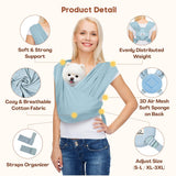 AnccoPlus Dog Carriers for Small Dogs, Front Facing Dog Sling Carrier, Hands Free Cat Carrier, Size Adjustable, Reducing Back Pain, Premium Cotton, Safe and Soft Dog Carrier (Regular, Baby Blue)