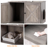 Heybly Cat Tree with Litter Box Enclosure for Indoor Big Cat, Cat Tower for Large Cats 20lbs Heavy Duty, Modern Cat Condo Furniture with Scratching Posts, Rustic Gray HCT110SG