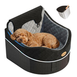 【Master Crafted for Medium Dogs】 PetDance 30% Extra Spacious Dog Car Seat, Brake Stabilized Pet Travel Seat with Reversible Cushion & Anti-Slip Base, Hazy Silver Gray