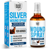 Horse Wound Care Spray with Silver – for Insect & Fly Bites, Hot Spots, Scratches & Itchy Skin – Supports Quick Healing of Cuts, Abrasions & Rain Rot Treatment for Horses – Equine Healing Aid – 4 Oz