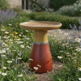 Sunnydaze 21" H Ceramic Bird Bath for Outside - Hand-Painted Outdoor Bird Bath Bowl, UV/Frost-Resistant Finish - Lemon Cognac