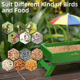 Ground Bird Feeder for Outdoors Bird&Squirrel Feeder Wooden Chicken Picnic Table Platform Feeder Wild Bird Feed Crow Feeder for Outside with 5 LBS Capacity