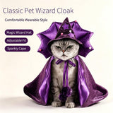 huraty Cat Halloween Costume Wizard Cloak and Hat Pet Cosplay Outfit