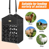 MIYABALA Ultra-Slow Feed Hay Bags for Horses,Two-Sided Premium Oxford Hay Bags with Large Opening,Top with Hook-and-Loop Closure,Adjustable Dual-Purpose Strap for Easy Hanging (Black, Large 1 Pack)