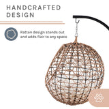 Sam's Pets NALA 23.5" Hanging Egg Cat Condo, Brown - Two Soft Cushions, Washable, Cozy, Wicker Design, Sturdy
