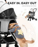 GTPLAYER Pet Stroller for Dogs & Cats, 3-in-1 Foldable Pet Strollers with Detachable Carrier, 360° Swivel Front Wheels & Rear Brakes, Up to 45 lbs, Grey