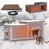 GUTINNEEN Heated Cat House for Outside, Insulated Cat House Outdoor Weatherproof with Bite-Resistant Wires, Electric Heating Mat, 2 Access Doors & Openable Roof
