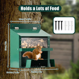 Squirrel Feeder, Metal Squirrel Feeder for Outside,Outdoors Chipmunk &Squirrel Picnic Bench Feeders Table,Stronger Than Wooden Structure,Easy to Install & Refill
