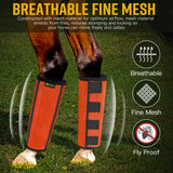 Fly Boots for Horses Set of 4,Extra Tough Mesh Horse Fly Boots with 2 Built-in Metal Supports,Breathable Fly Leggings for Horses with Fleece Trimming and Reflective Webbing (Orange, Medium)