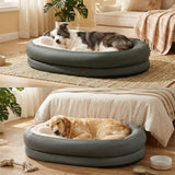 BUMUBI Medium Dog Bed with Bolster, Medium Dog Bed for Medium Dogs, Dog Bed Washable with High-Density Foam Base, Washable Zippered Cover, Non-Slip Bottom, M