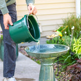 Sunnydaze Avignon Outdoor Ceramic Bird Bath - 18.75" H - UV- and Frost-Resistant - Pedestal Design - Green Mist