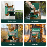 Squirrel Feeder, Metal Squirrel Feeder for Outside,Outdoors Chipmunk &Squirrel Picnic Bench Feeders Table,Stronger Than Wooden Structure,Easy to Install & Refill
