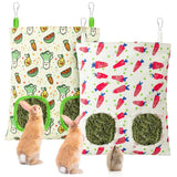 UPINS 2 Pack Guinea Pig Hay Feeder,Rabbit Hay Bag Hanging Hay Holder for Guinea Pig Cage Hay Feeder for Bunny Rabbits Chinchillas Hamsters Small Pets and Animals
