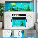 kepptory 55-75 Gallon Fish Tank Stand with Diamond Doors & Power Outlet, Heavy Duty Aquarium Stand with Cabinet Storage for Fish Tank, Turtle Tank, Reptile Terrarium (White)