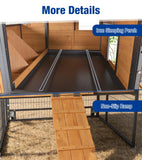 Large Chicken Coop with Wheels, Upgraded with All-Arounded Iron Frame Chicken Tractor, Poultry Chicken House with Large Run, Waterproof Roof, Expandable Nesting Box, 85" L for 5-7 Chickens