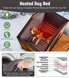 MEDEHOO Extra Large Heated Dog House Outdoor Dog House Insulated for Winter with Heating Pad Full Iron Frame Asphalt Roof for Backyard Garden