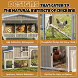 Large Mobile Chicken Coop for 4–6 Chickens with Wheels, 95” Wooden Chicken House with Nesting Box, Weatherproof Asphalt Roof, Predator-Proof, Backyard Expandable Hen House