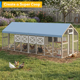 71" H Large Chicken Coop Outdoor Hen House for 8-12 Chickens Walk-in Chicken Run with Weatherproof Roof, Wooden Backyard Poultry Cage with 8 External Nesting Boxes, Ramp for Yard Farm
