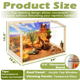 PROLEE Bearded Dragon Tank, Up to 81Gallon Reptile Enclosure, Tempered Glass Lizard Tank, Bearded Dragon Enclosure with Built-in Lamp Fixture for Chameleon (Skylight Roof, 30Gallons,24x15.5x15.5 Inch)