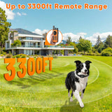 Dog Shock Collar 2 Dogs, 3300ft Dog Training Collar with Remote, Real-time Dual-Channel Remote with 3 Training Modes, Beep, Vibration, Safety Shock, Light, Fits 8-120 lbs All Breeds Sizes - Orange
