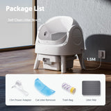 PetPivot Self Cleaning Litter Box, Open Top Automatic Litter Box for Multiple Cats, Multiple Layer Safety Protection, Liners and Mat Included, White