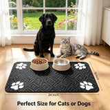 Cat Food Mat 24"x16" Pet Feeding Mats Absorbent Dog Eating Mat for Food and Water,Easy Clean Dog Mats Puppy Supplies Accessories Floor Protection
