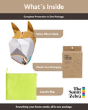 Horse Fly Mask Standard With Ears Cover – UV Block 70% Breathable Soft Fleece Padding Fly Masks for Horses Flymask Durable Fly Control Mask Comfortable Adjustable Straps All-Day for Equines Horse Size