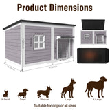59" Outdoor Dog House with Insulated Liner, Extra Large Breed Dog Kennel, Keep Warm in Winter Outside, Easy to Install Heated Anti-Chewing Metal Frame Design for Small Medium Large Dogs