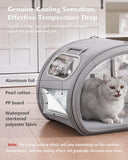 Pecute Cooling Cat House, with Cooling Mat for Small Dogs, Indoor Cat Bed with Insulation and 6 ice Packs Cooling for Cat and Dog, Foldable Outdoor Cat House for Hot Summer Days, M, Gray