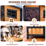 RUNSHED Insulated Outdoor Dog House for Small and Medium-Sized Dogs, Weatherproof Wooden Shelter with Elevated Floor & Ventilation, Easy Assembly (39.3” L x 37.5” W x 30” H)