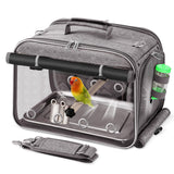 Suertree Bird Carrier Airline Approved, Bird Travel Cage with Indestructible Stainless Steel Mesh, Bird Travel Bag Lightweight and Portable with Water Bottle and Bowl