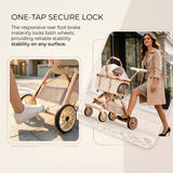 EPPMagice All-Terrain Pet Stroller for Small Medium Dogs & Cats, 20 lbs Capacity - Portable Carrier with One-Touch Brake, Lightweight Foldable Design & Shock Absorption Wheels,Beige