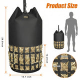 MIYABALA Hay Bags for Horses, Cylindrical Slow Feed Hay Bag with Rounded Diamond Nets Design for Goats,Horse,Donkey,Large Easy-Fill Top with Drawstring and Adjustable Strap